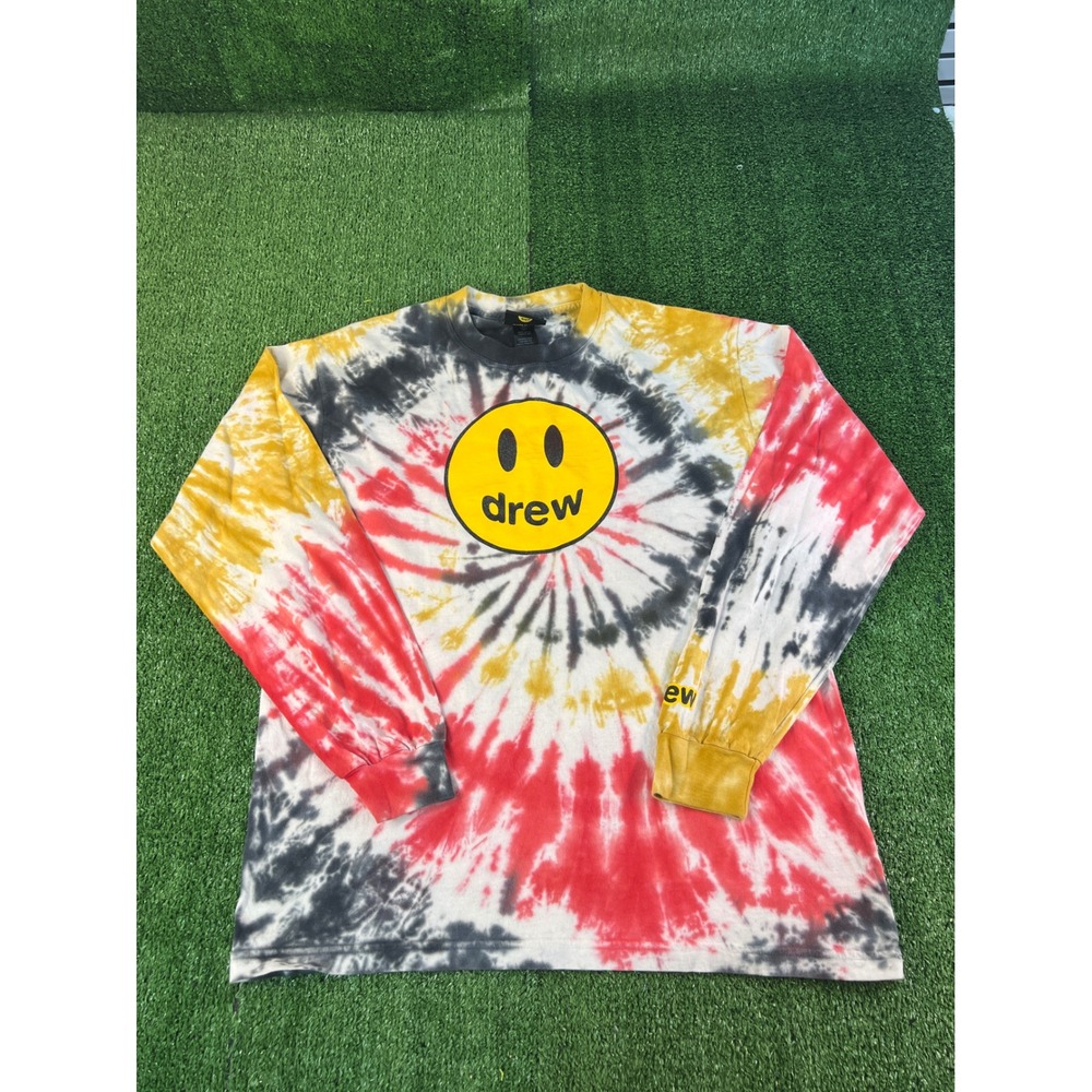 Drew House Mascot Long Sleeve Tie Dye T-Shirt Mens‎ Medium Red Yellow Black Logo